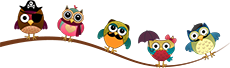 Volksschule Maskottchen Eulen rechts